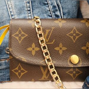 Authentic LOUIS VUITTON LV Yellow Wallet WOC Clutch Card Holder Crossbody